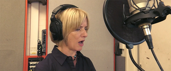 Pic of Jane Horrocks doing voice recording