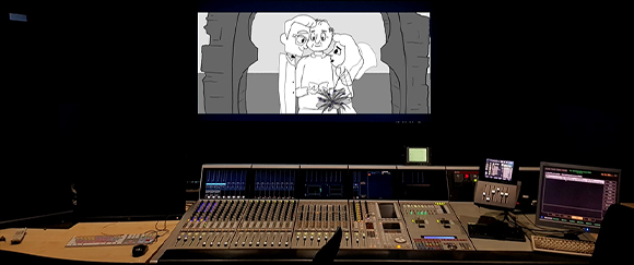 Pic of Something Borrowed on screen in dubbing theatre