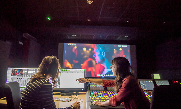 NFTS students in dubbing theatre